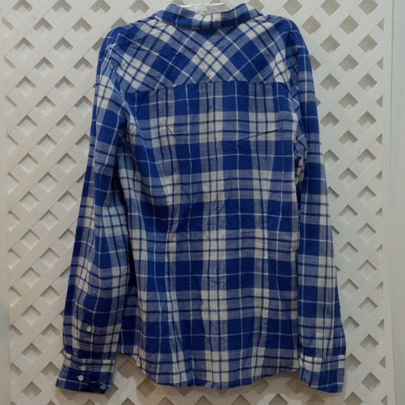 J. Crew Twill Plaid Shirt Blue Size 12 - Picture 4 of 4